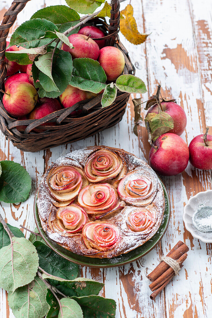 Apple roses frangipane tart