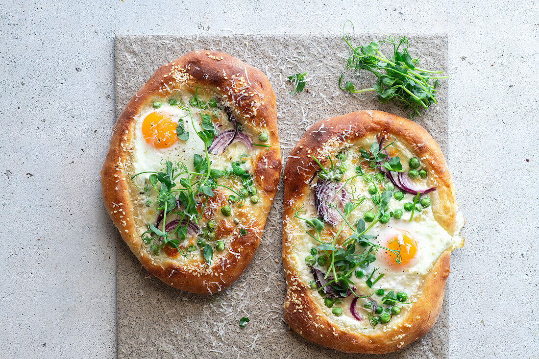 Flatbreads with eggs