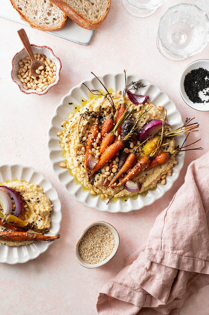 Hummus with roasted carrots