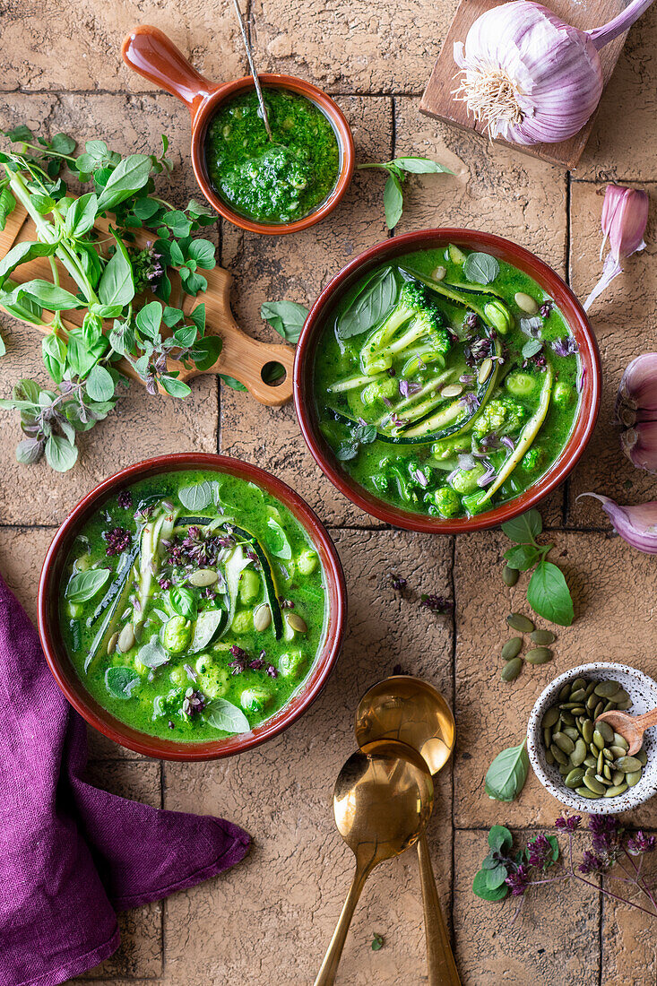 Pesto-Gemüsesuppe