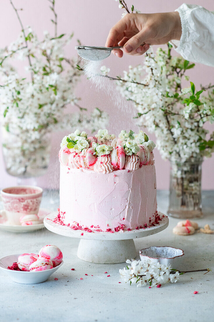 Pink buttercream cake