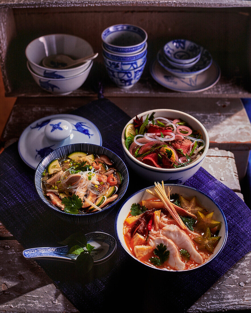 Three types of Vietnamese soups