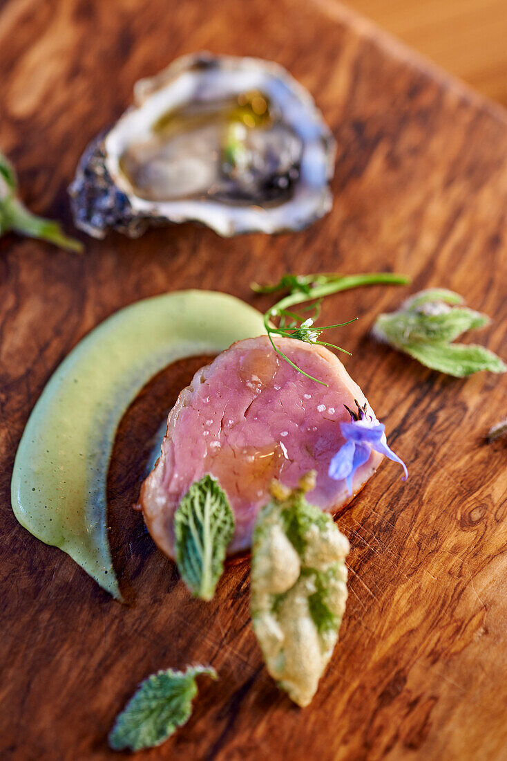 Fillet of veal with borage flower and oyster