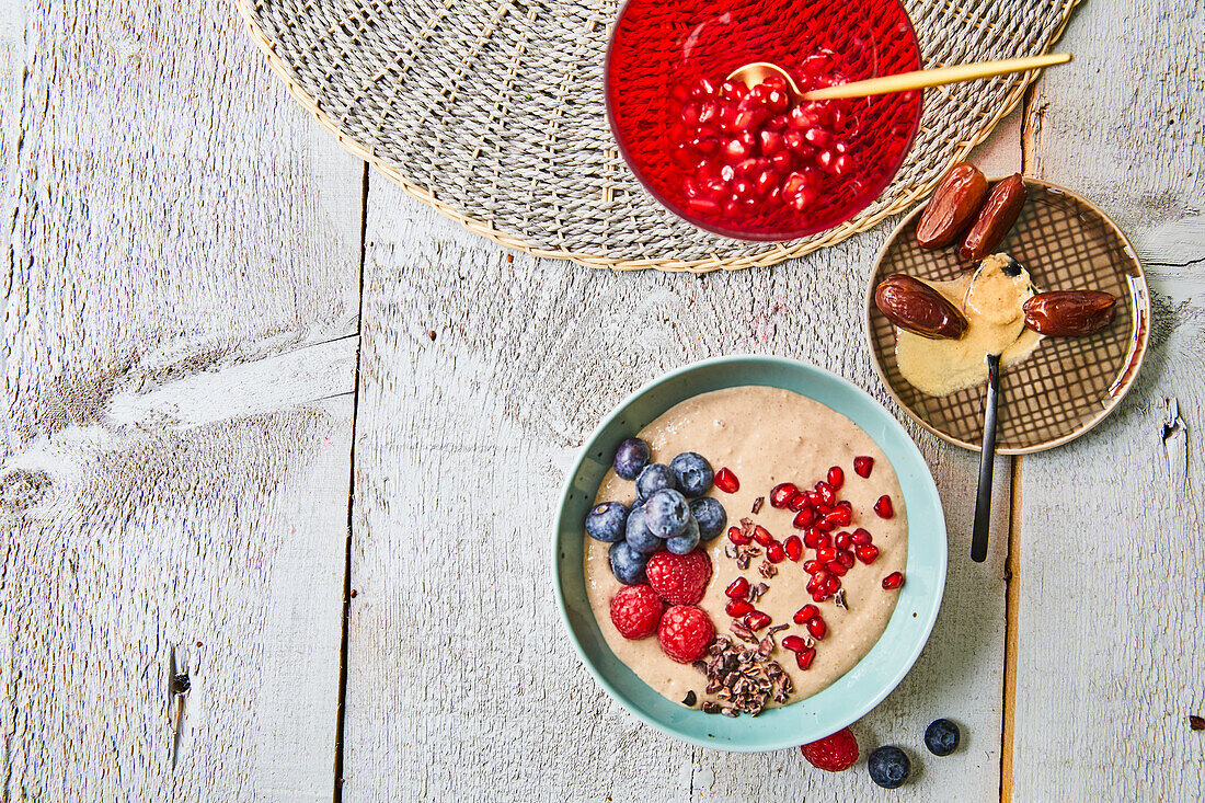 Coconut cream sesame bowl with fresh fruit