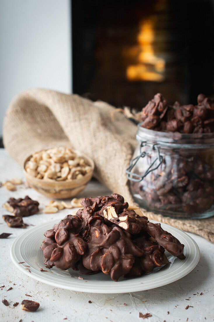 Peanuts in chocolate as simple dessert