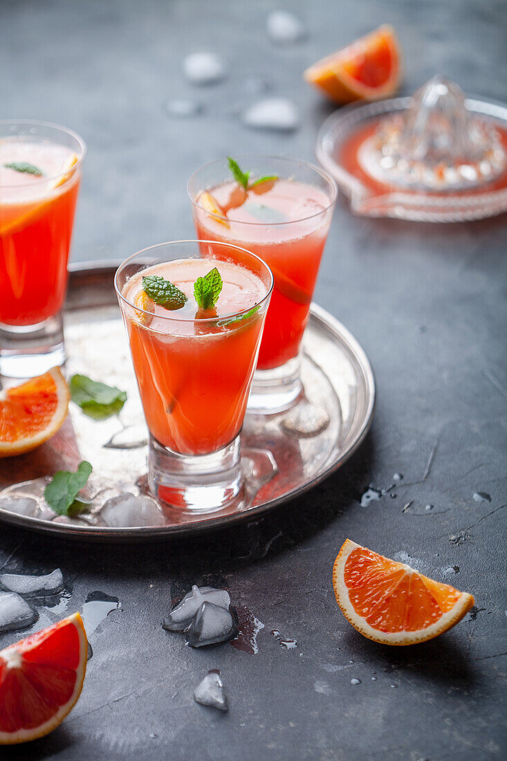 Mocktail with bloodorange juice