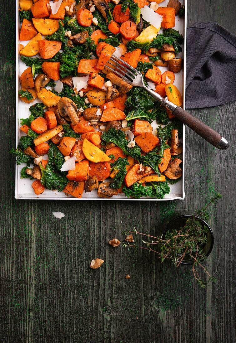 Colorful oven roasted vegetables