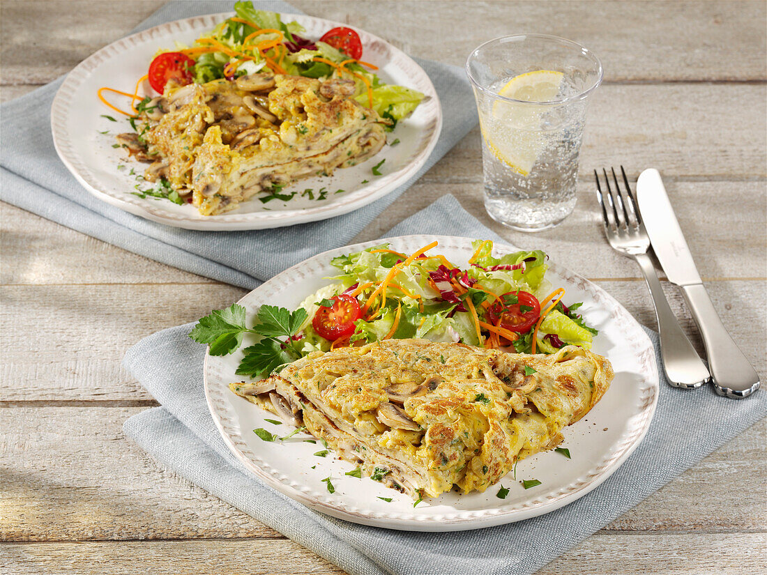 Light omelettes with mushrooms