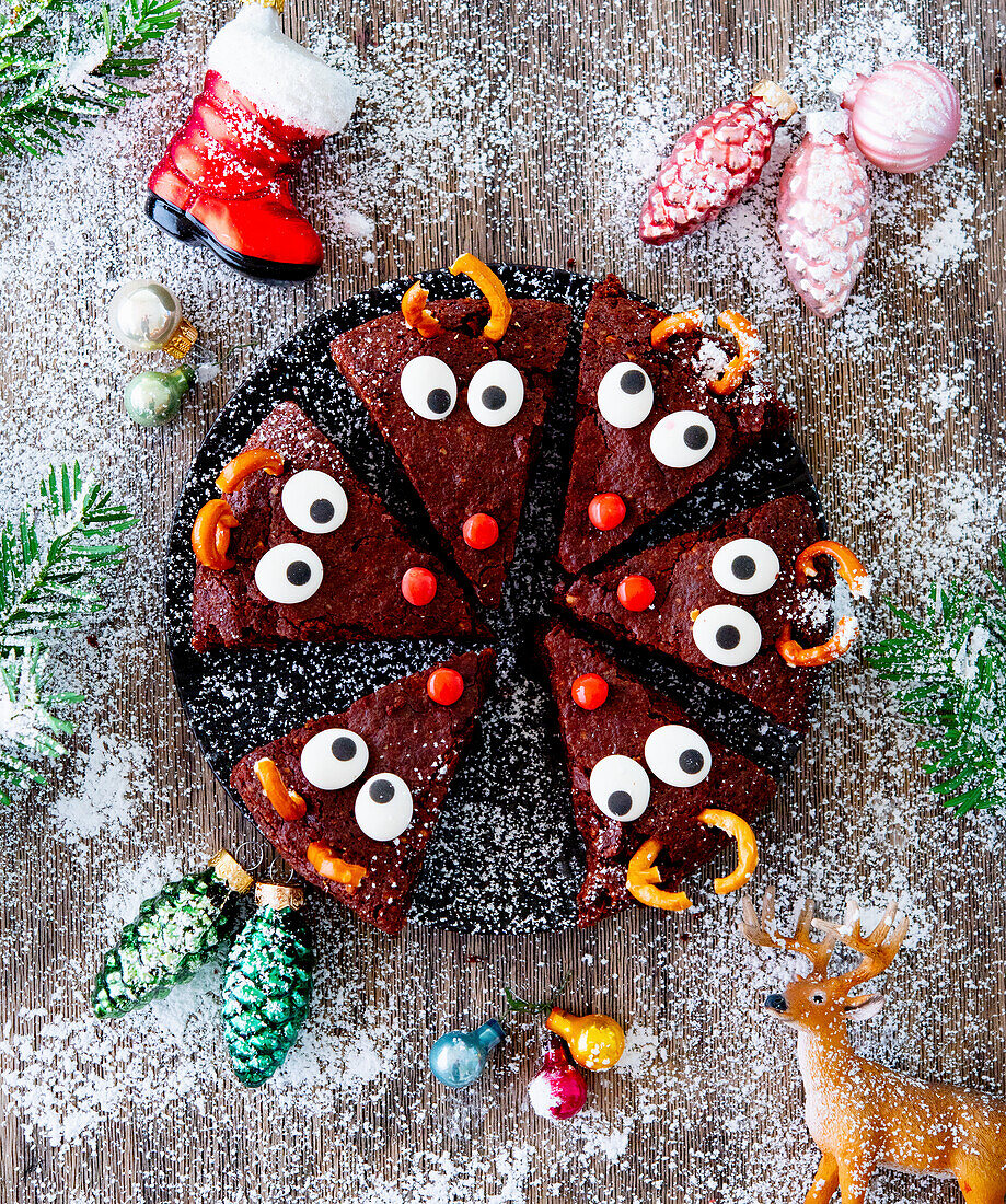 Rentier-Weihnachts-Brownies