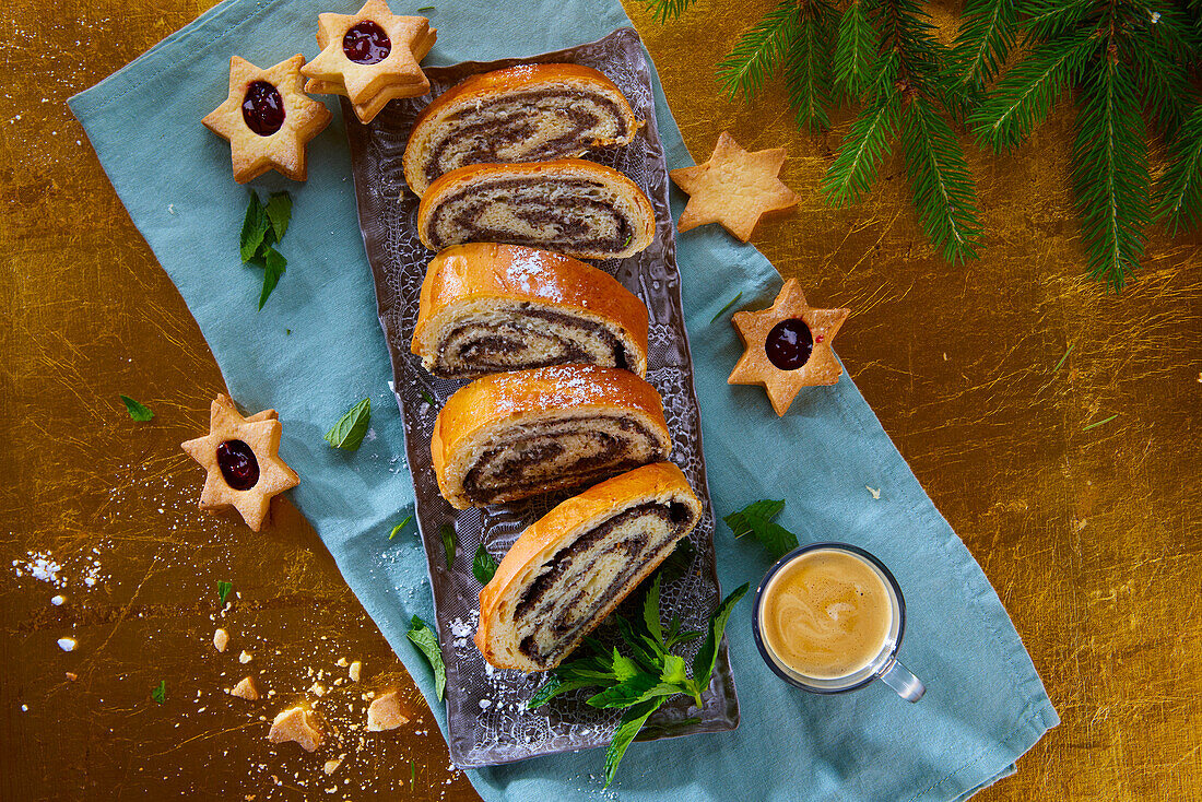 Poppy seed cake roll for Christmas