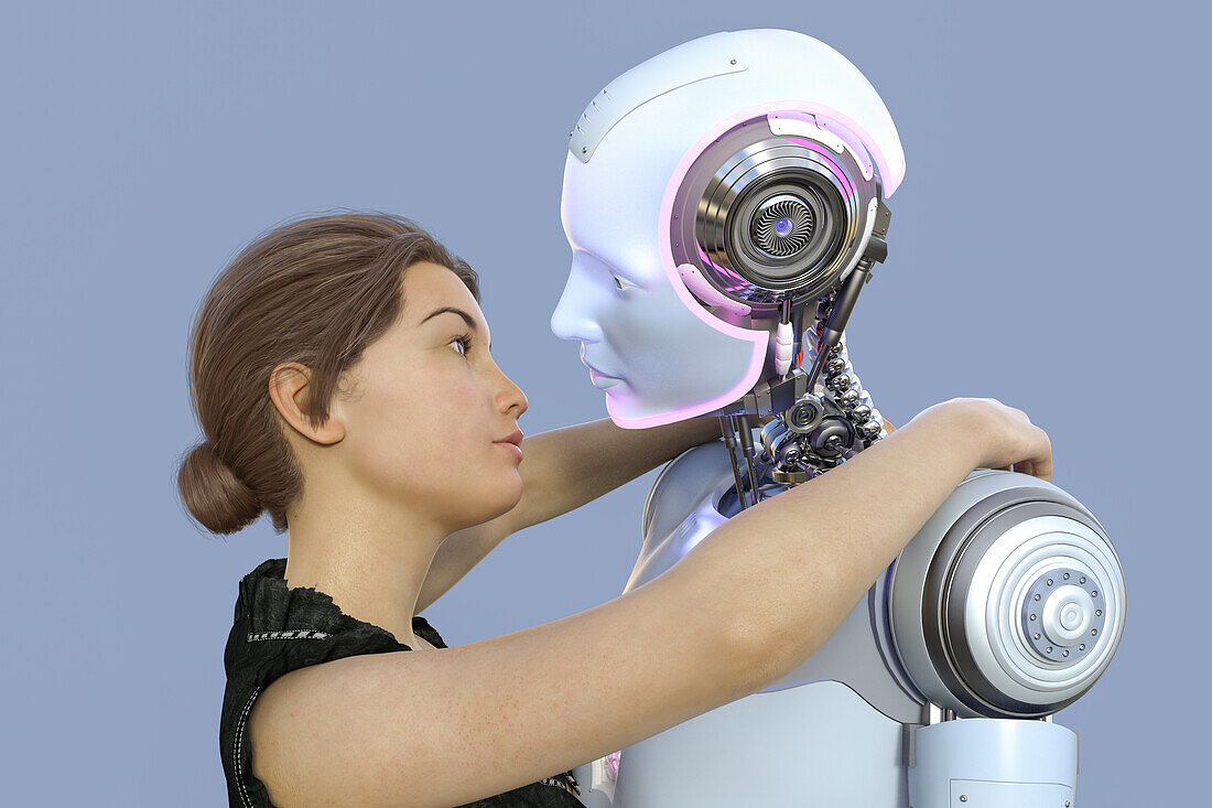 Human robot relationship, conceptual illustration