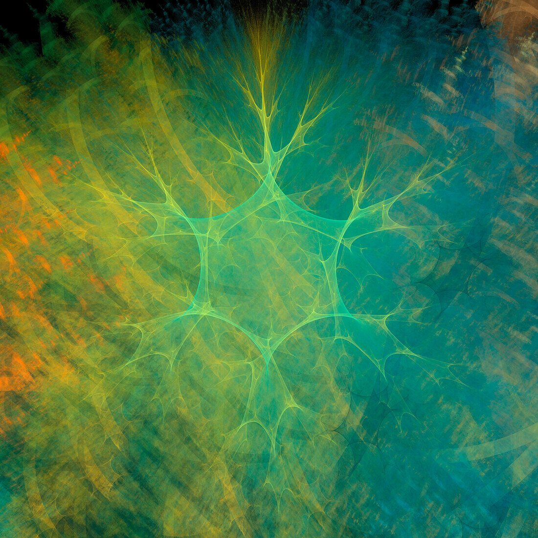 Neuron with dendrites, conceptual illustration