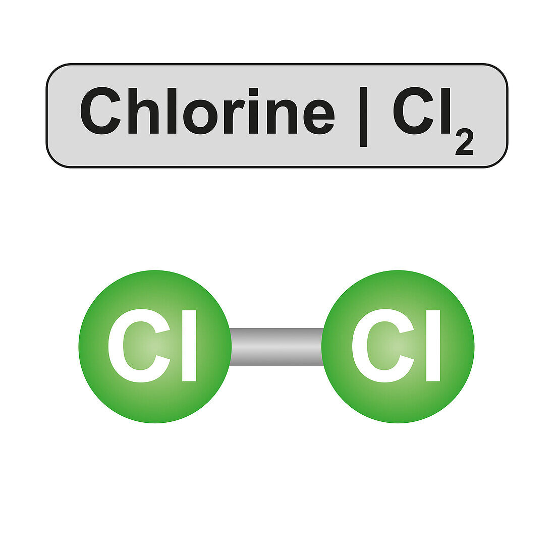Chlorine molecule, illustration
