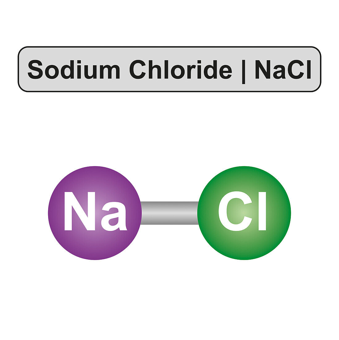 Sodium chloride molecule, illustration