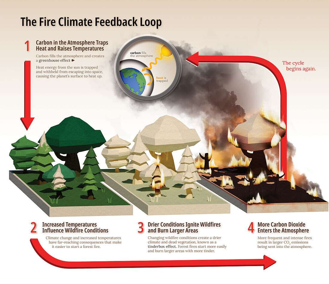 Fire and climate, illustration