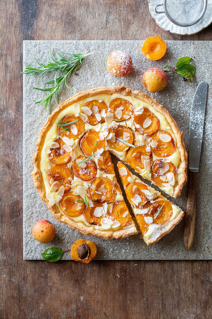 Apricot tart with rosemary