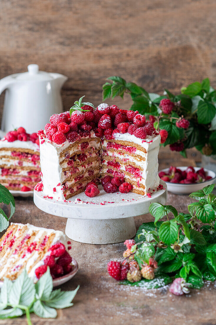 Raspberry and honey cake