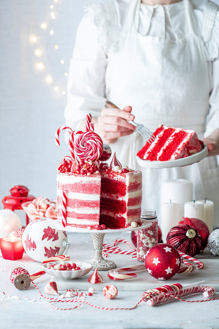 Zuckerstangentorte zu Weihnachten