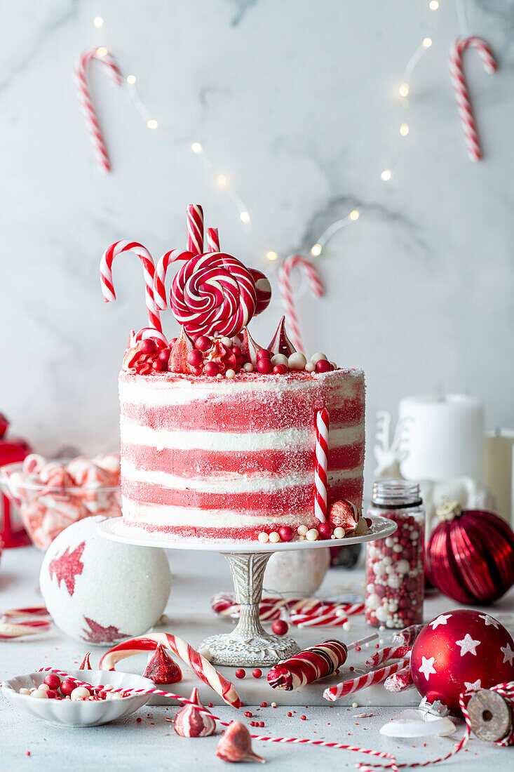 Christmas candy cane cake