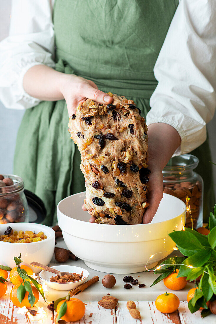 Making Christmas stollen