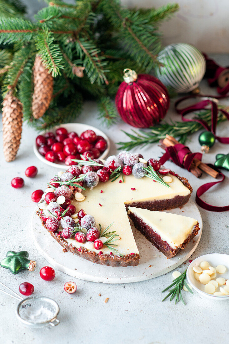 Cranberrykuchen mit weißer Schokolade