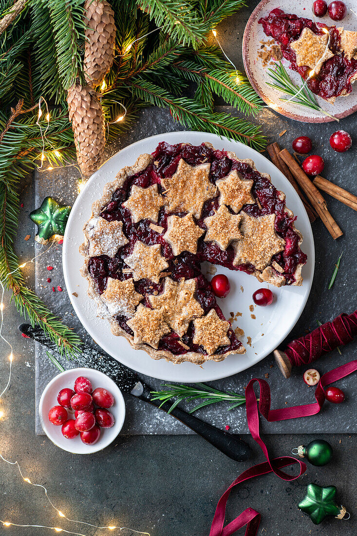 Festive cranberry pie