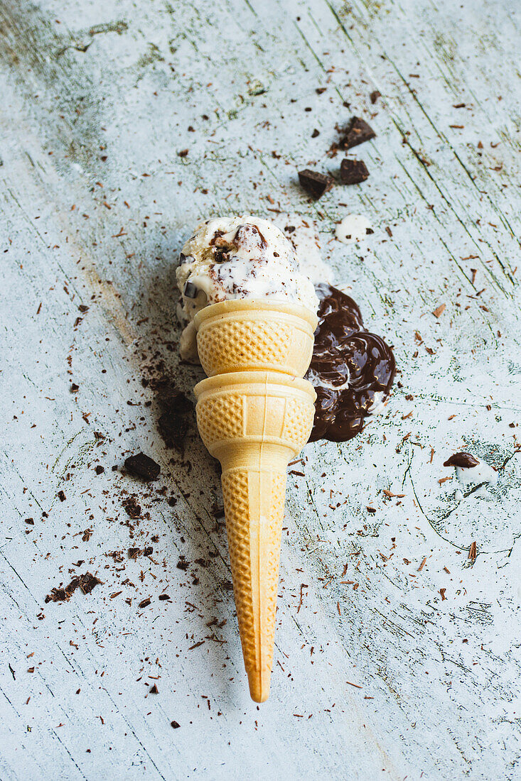 Chocolate chip ice cream cone
