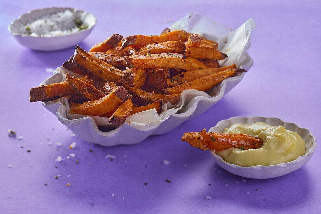 Sweet potato fries with mayonnaise