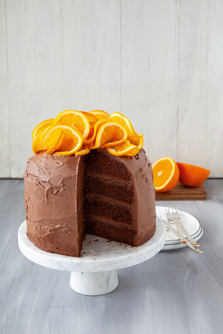 Schokotorte mit Orangen aus der Mikrowelle