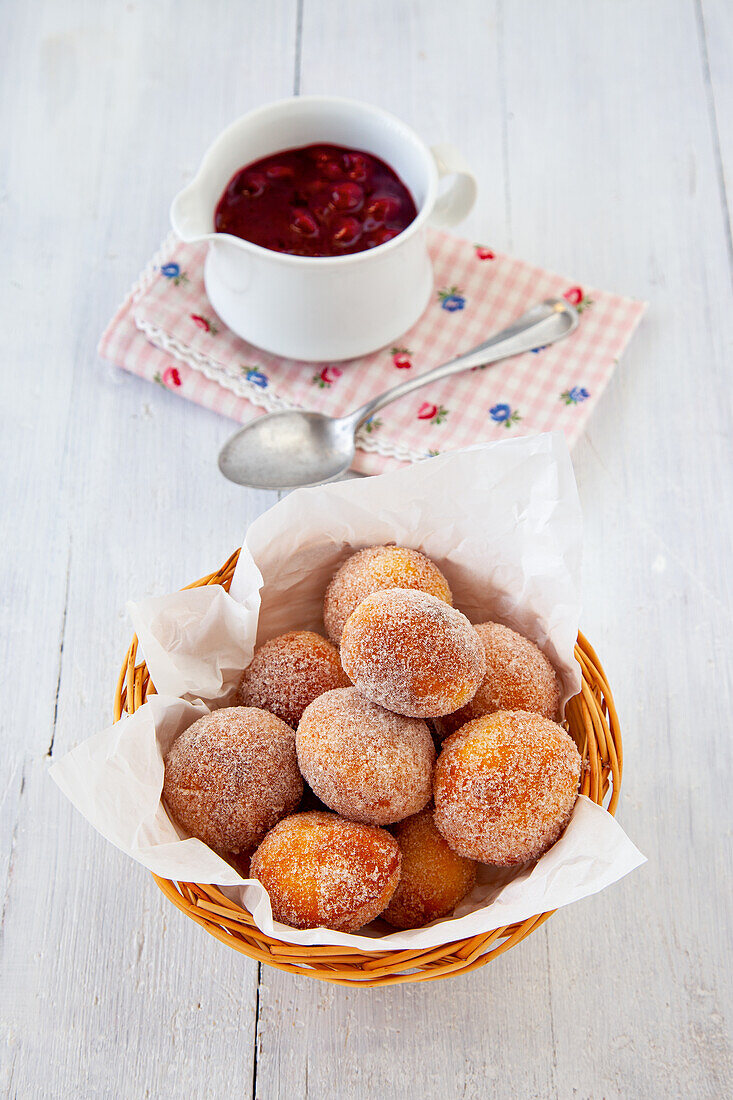 Mini cheese doughnuts cooked in hot air fryer