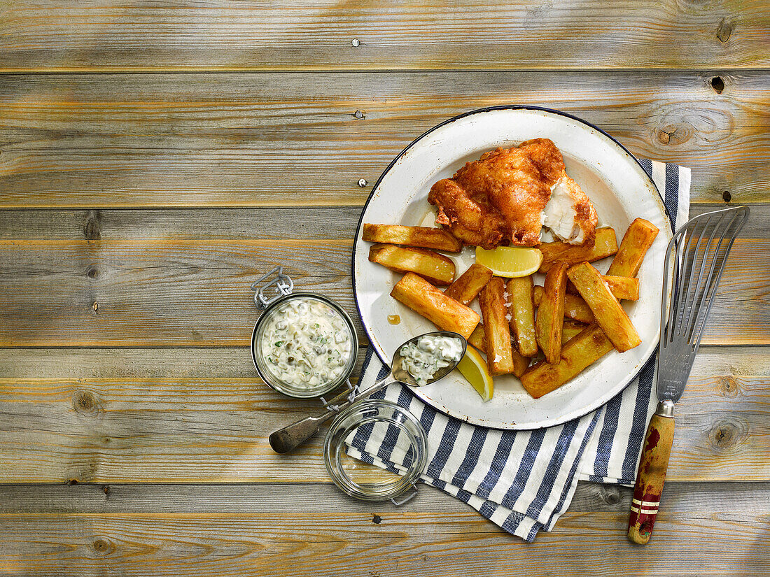 Fish and Chips mit Kabeljau