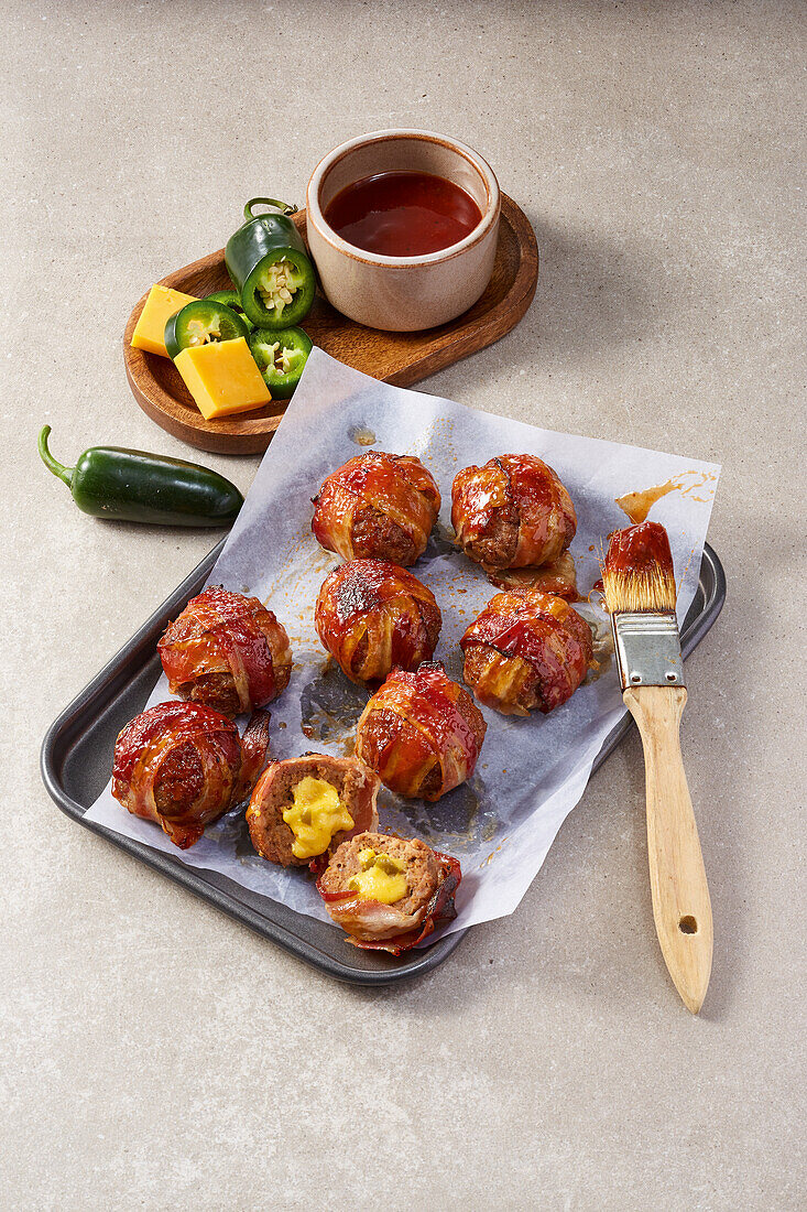 Moink Balls - Gegrillte Hackbällchen mit Käsefüllung im Speckmantel