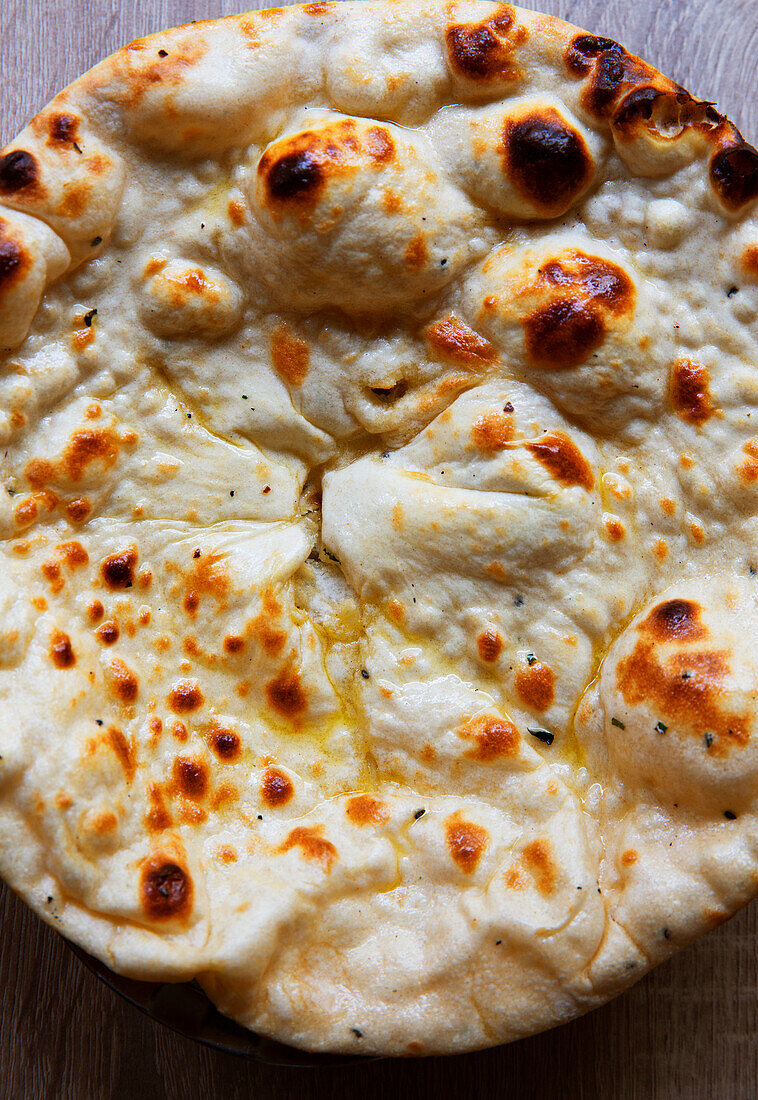 Soft naan bread with butter