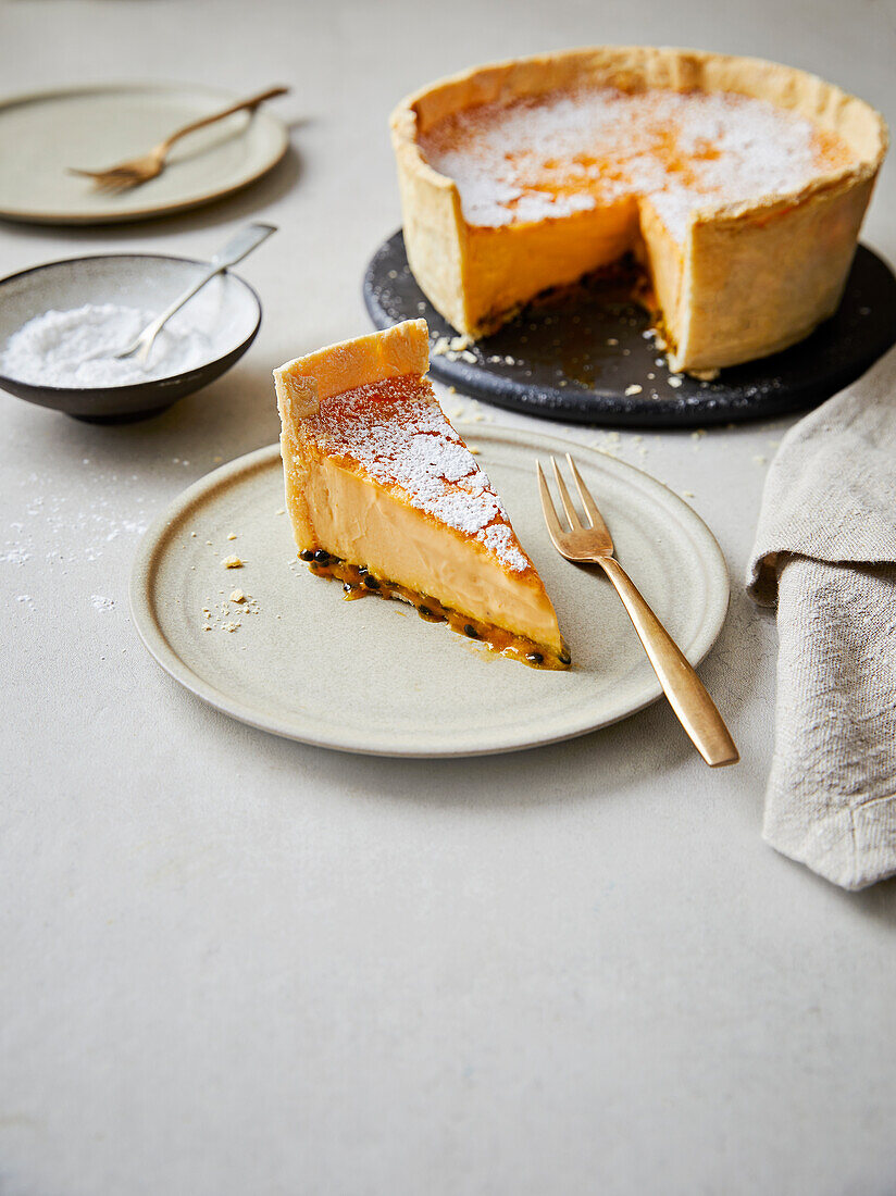 Passion fruit tart with tonka beans