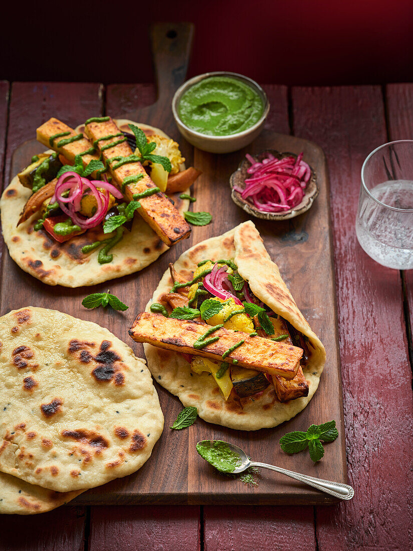 Tandoori paneer wraps with green chutney