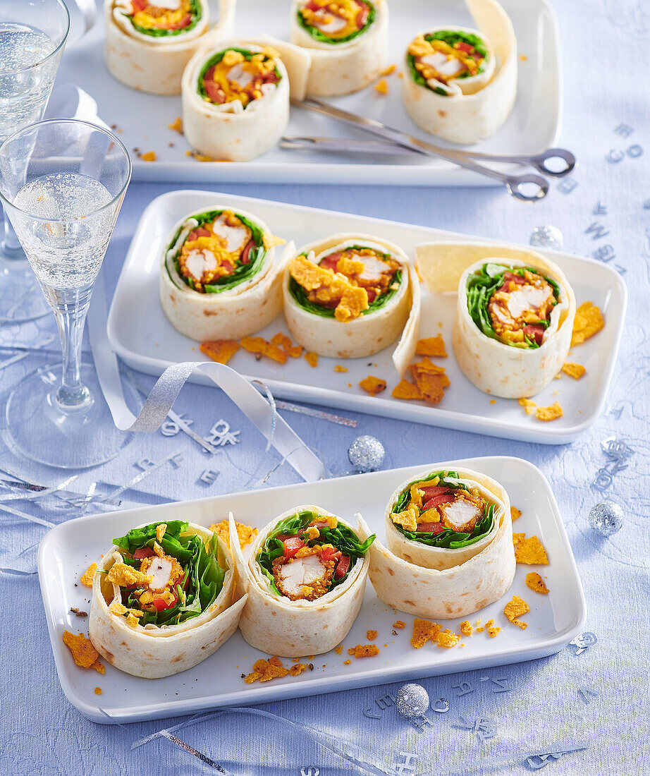 Wraps with fried chicken strips
