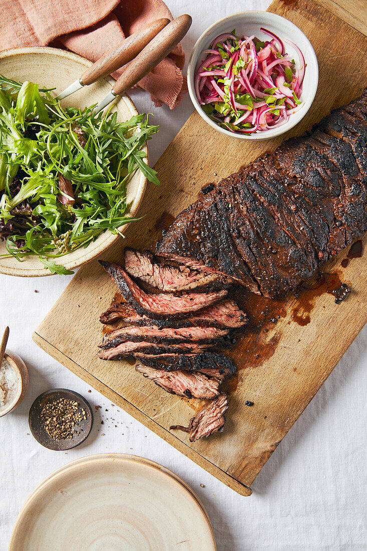 Flank steak with mole marinade