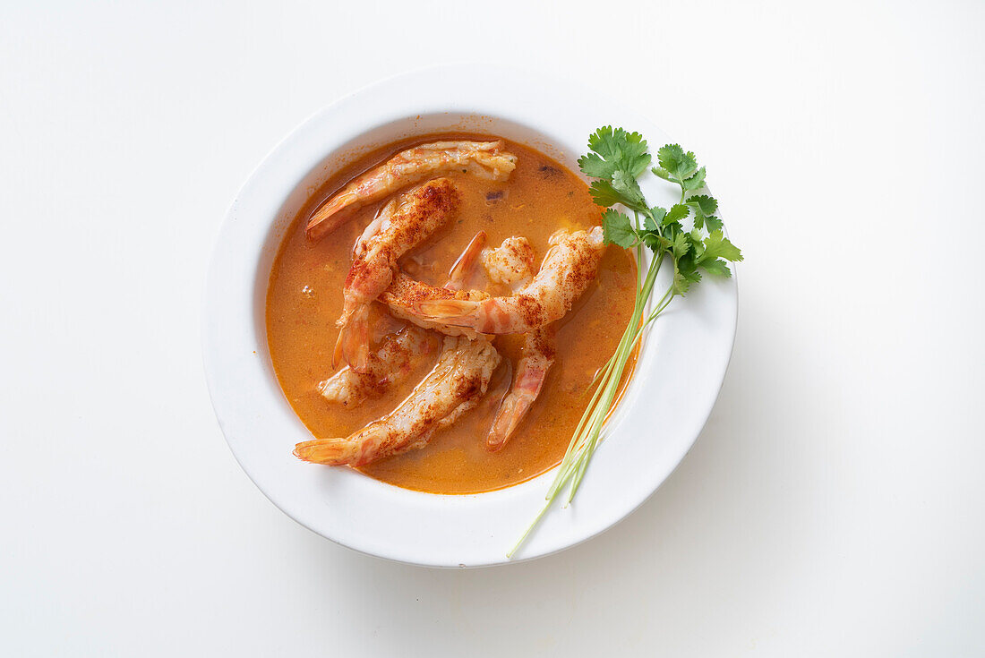 Spicy lentil soup with shrimp