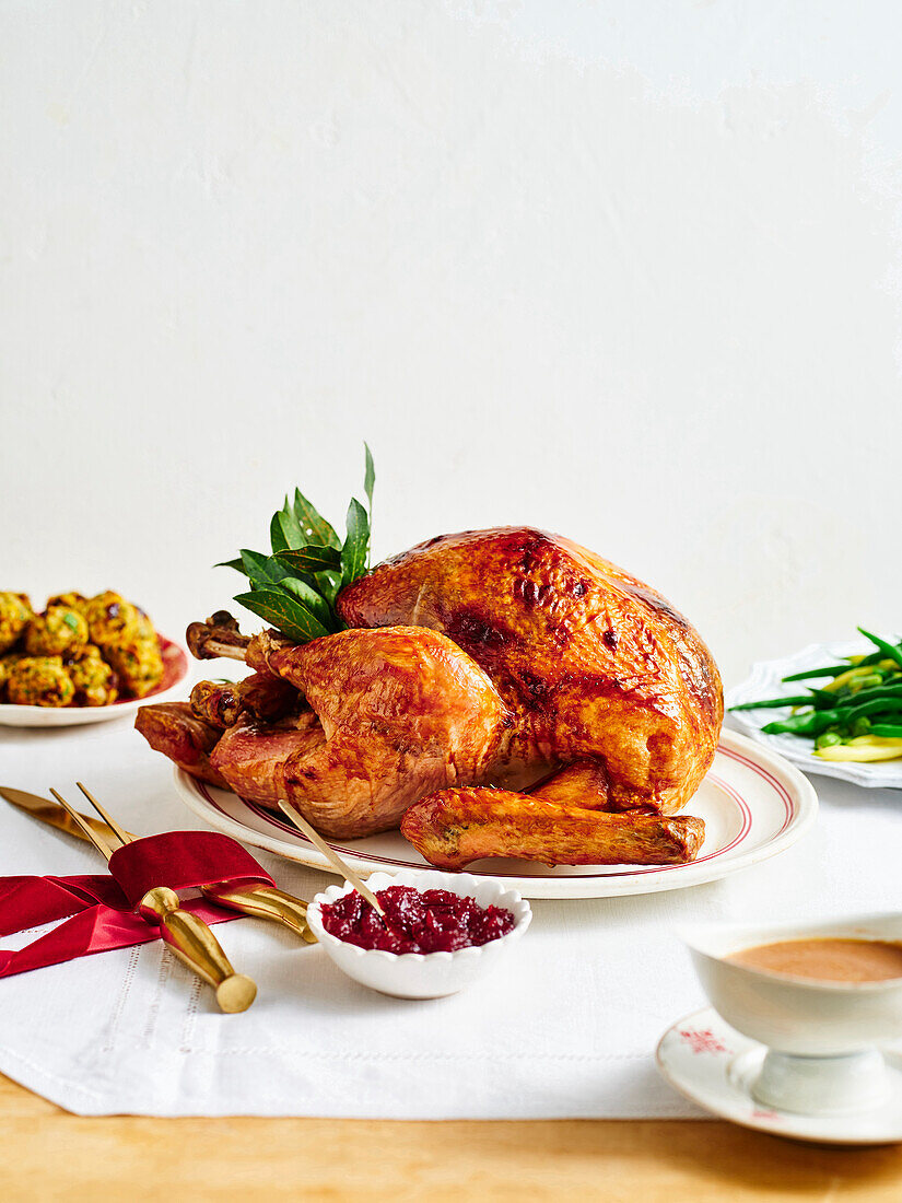 Classic roast turkey with apple cranberry stuffing