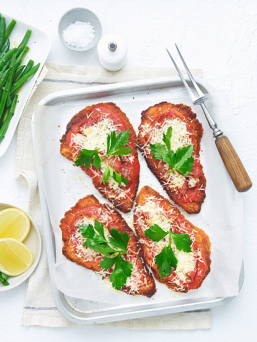 Cheesy pepperoni schnitzel