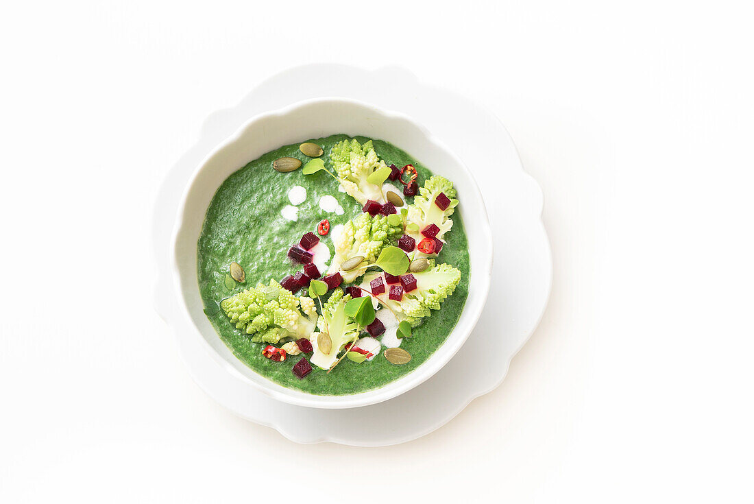 Cream of spinach soup with romanesco