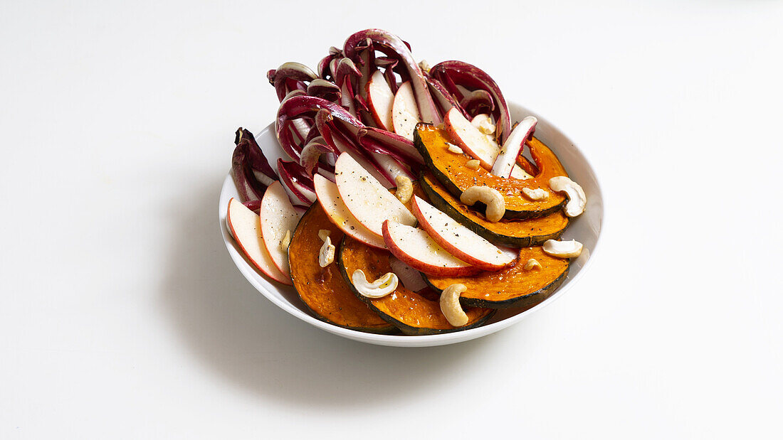 Roasted pumpkin with apples and radicchio