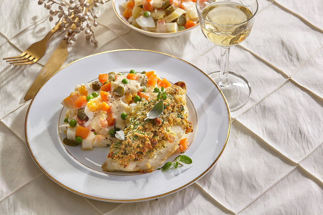 Fillet of gilthead in herb crust