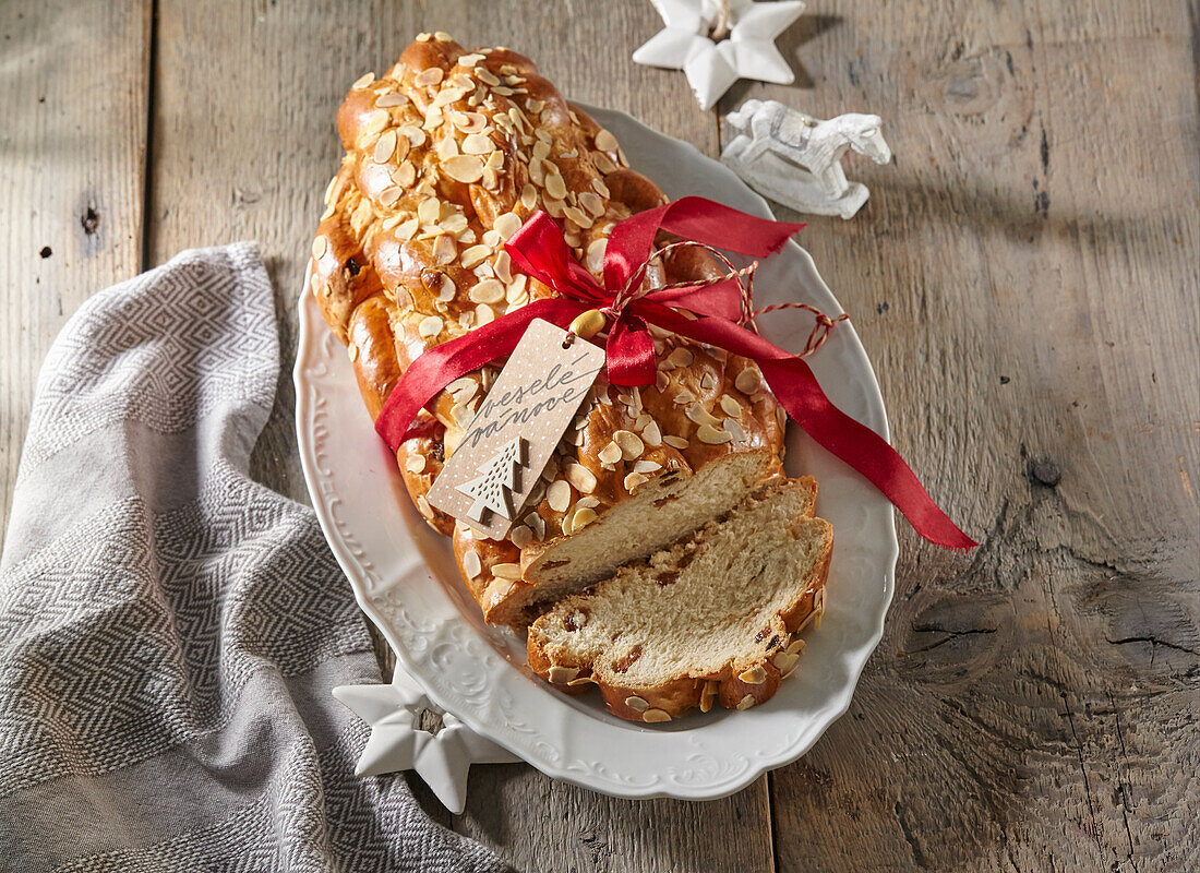 Christmas yeast plait