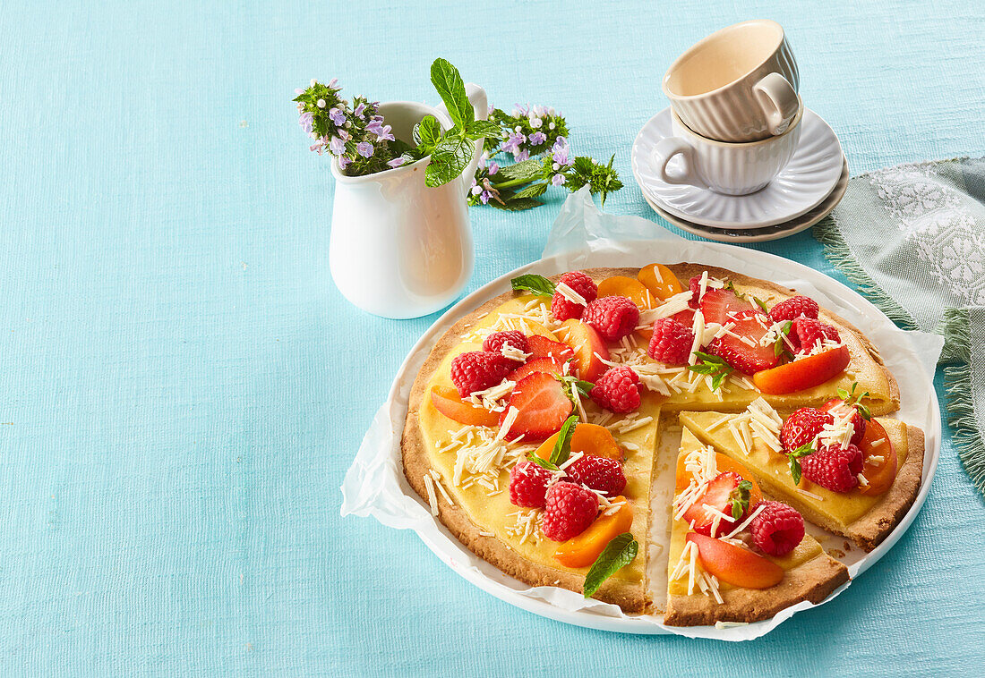 Sweet pizza with summer fruits