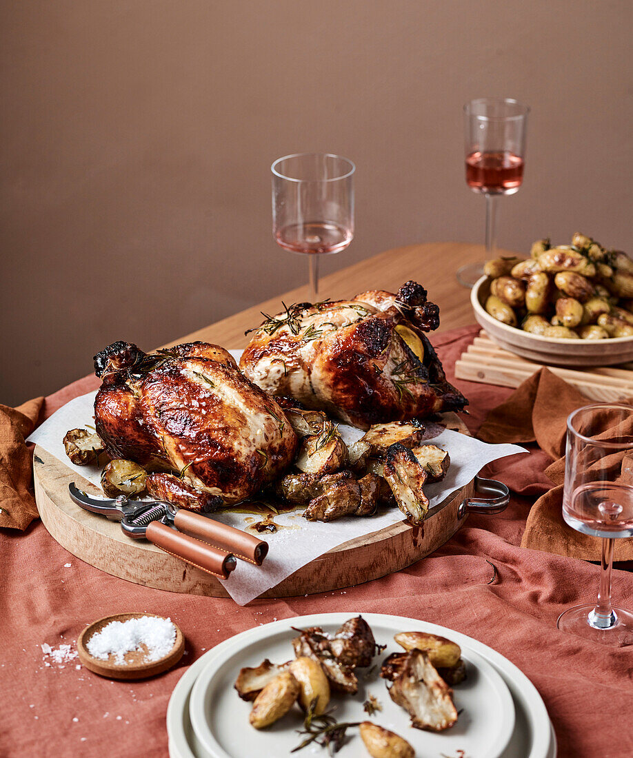 Tea-brined roast chicken