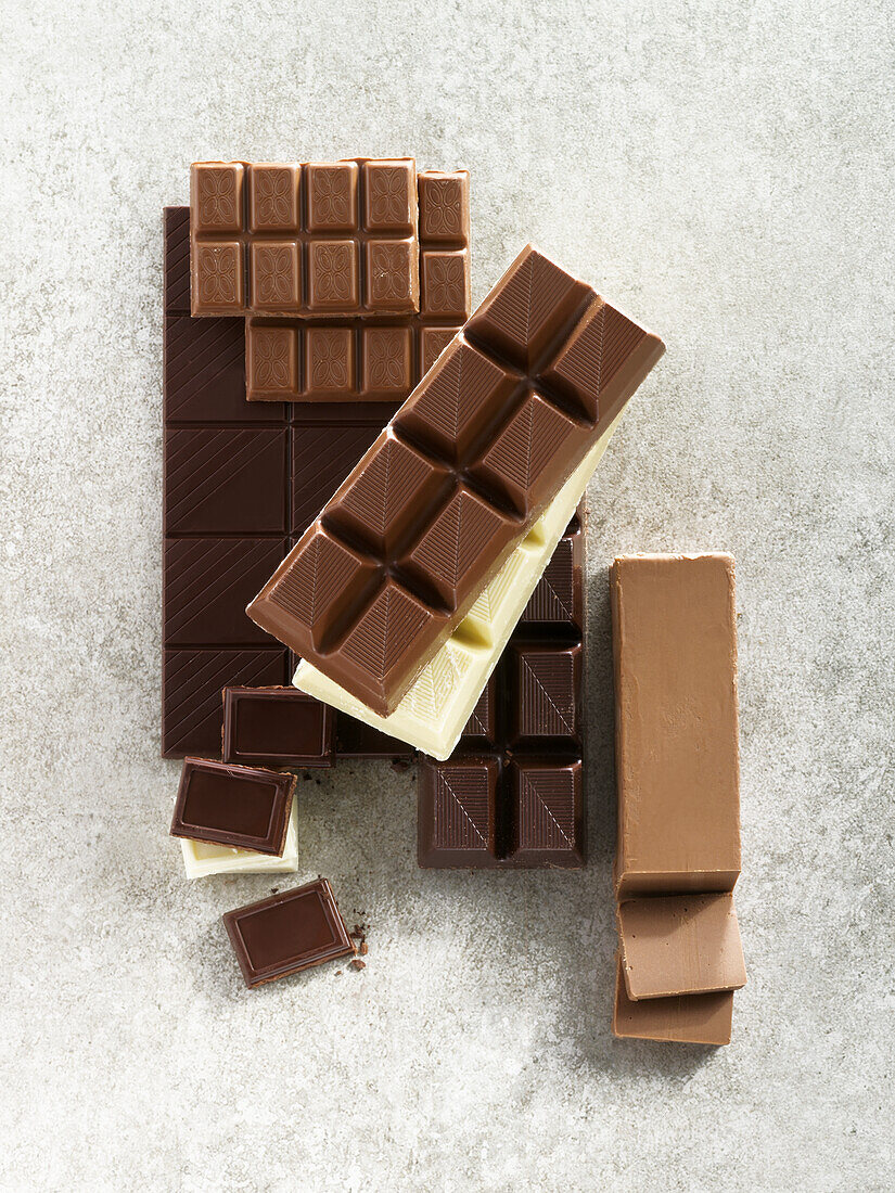 Different kinds of chocolate couverture