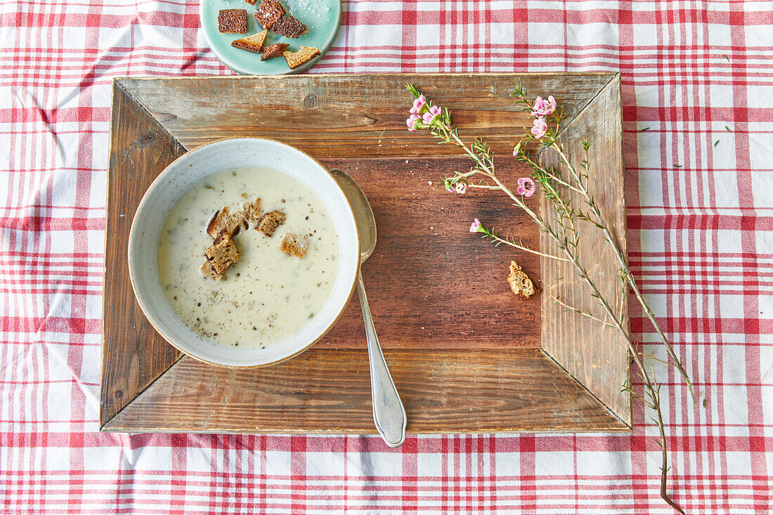 Austrian cheese soup with bread