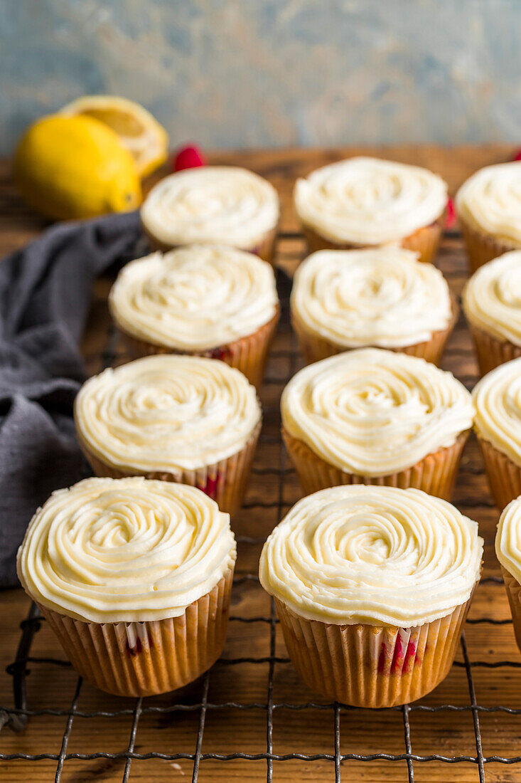 Raspberry muffins with lemon buttercream