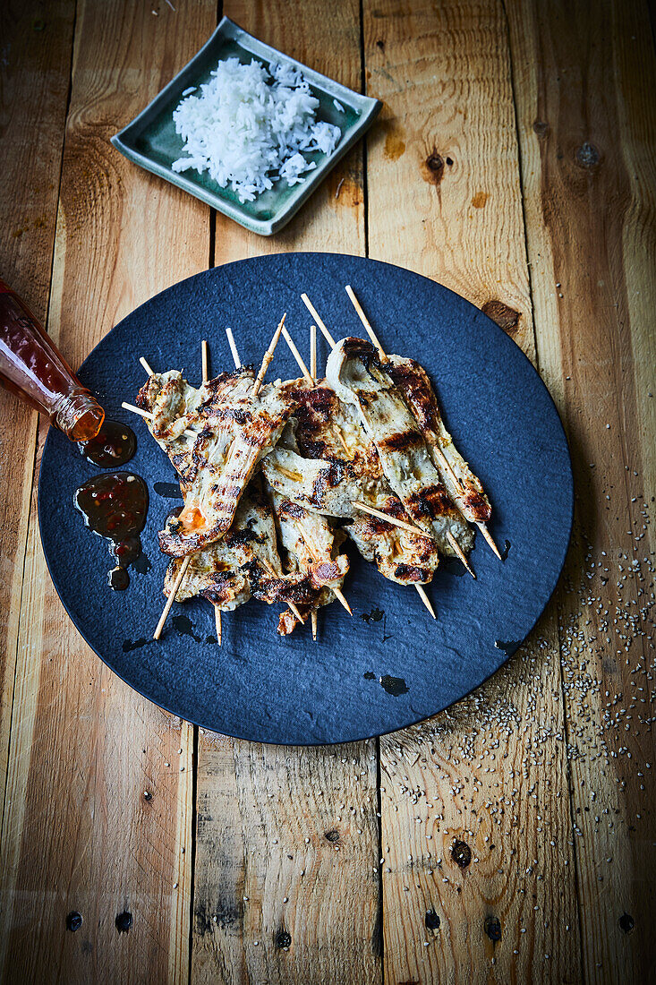 Grilled saté skewers